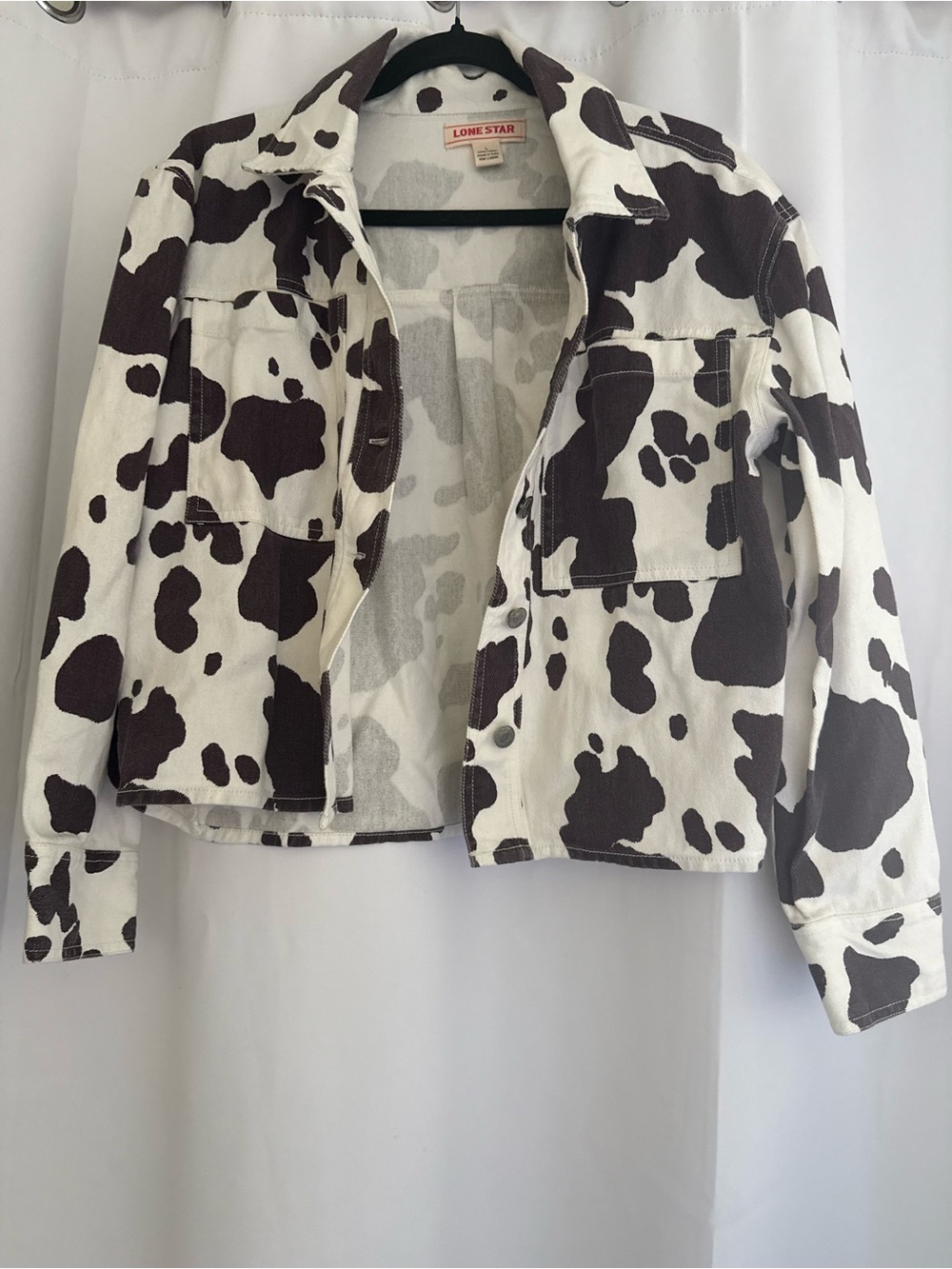 Lone Star Women's Cow Print Jean Jacket - Black & White